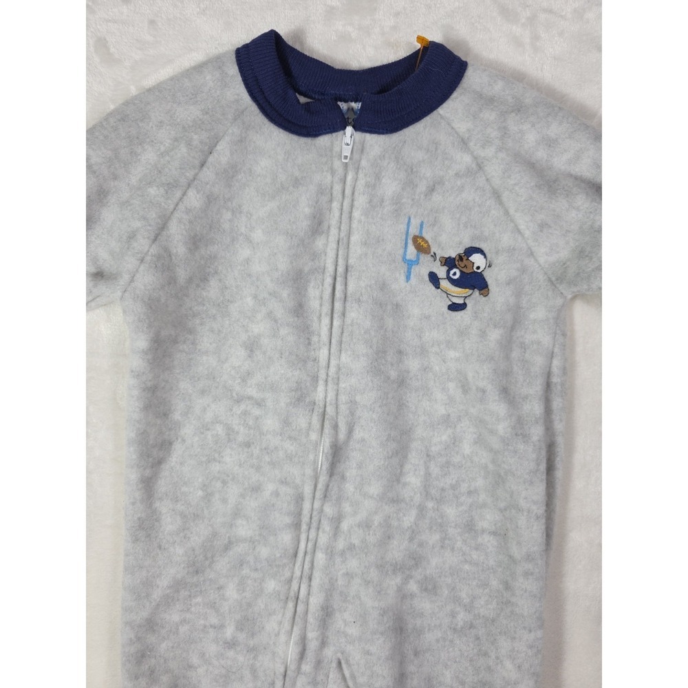 Vintage Y2K Carter's Baby Fleece Sleeper Footed Pajamas Football 6M NWT - Picture 2 of 7